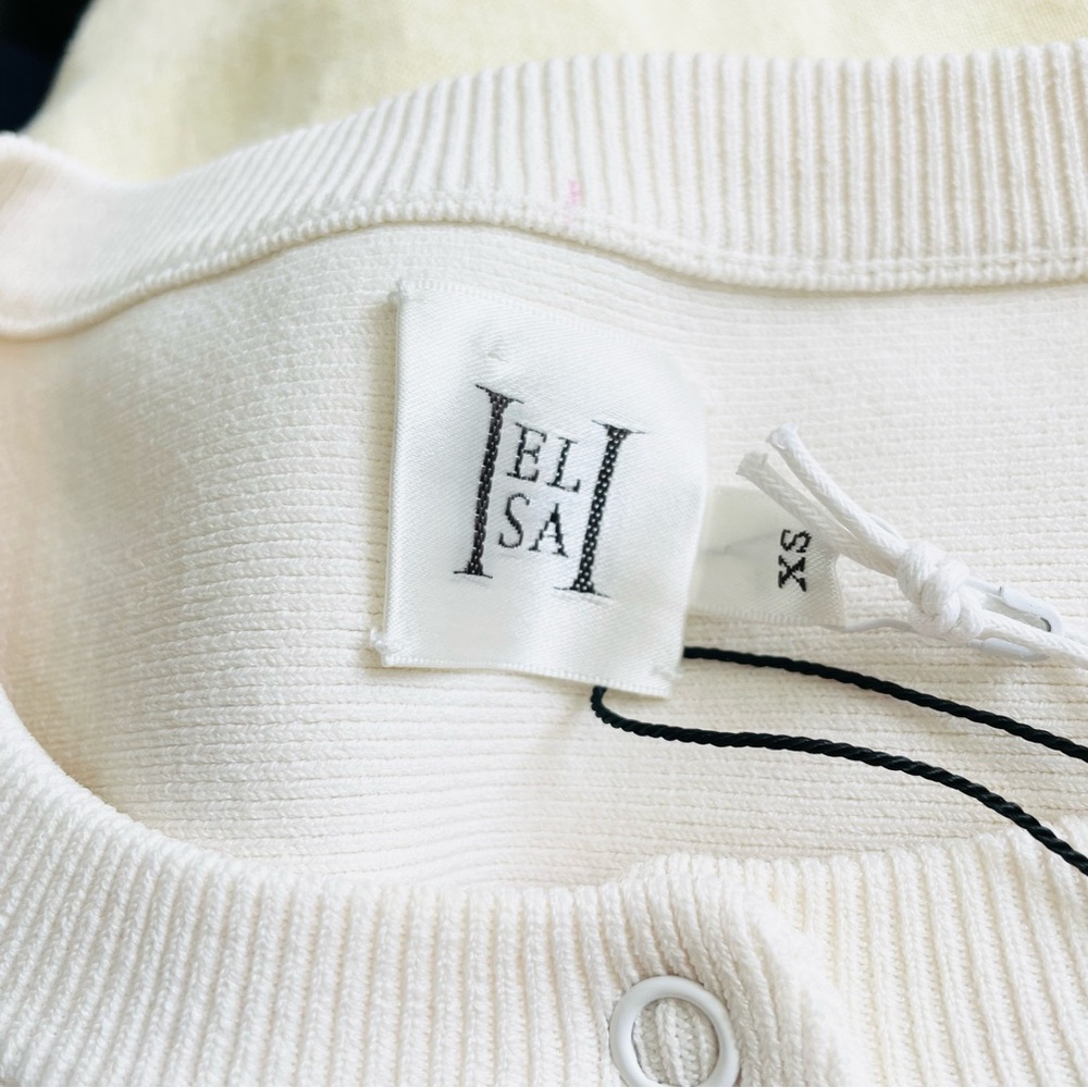 Revolve Helsa XS Elvira ribbed scalloped cardigan in ivory white - Picture 8 of 10